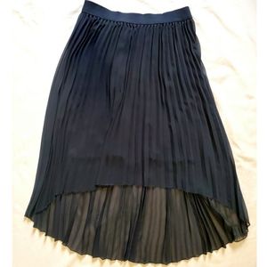 Black Philosophy Pleated High Low Skirt